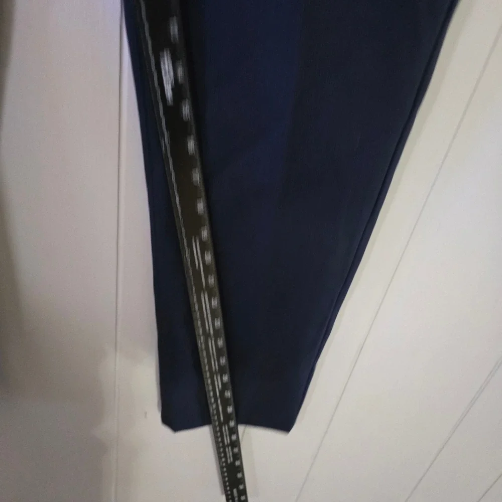 Zara Trousers Mens 31‎ Navy Blue Textured Flat Front Tapered Chinos